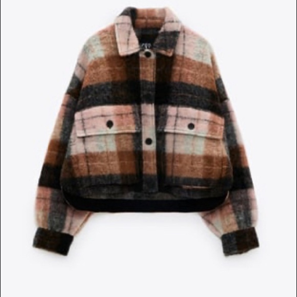 Zara cropped plaid shacket size s